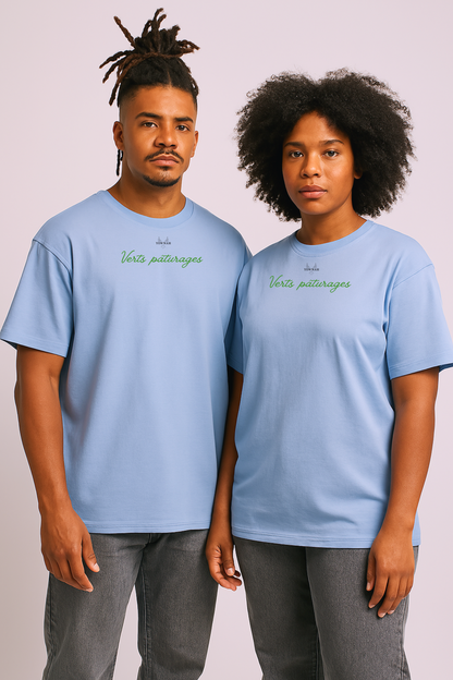 Verts pâturages  Oversize T-shirt/Bleu Alto