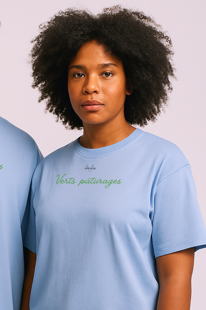 Verts pâturages  Oversize T-shirt/Bleu Alto